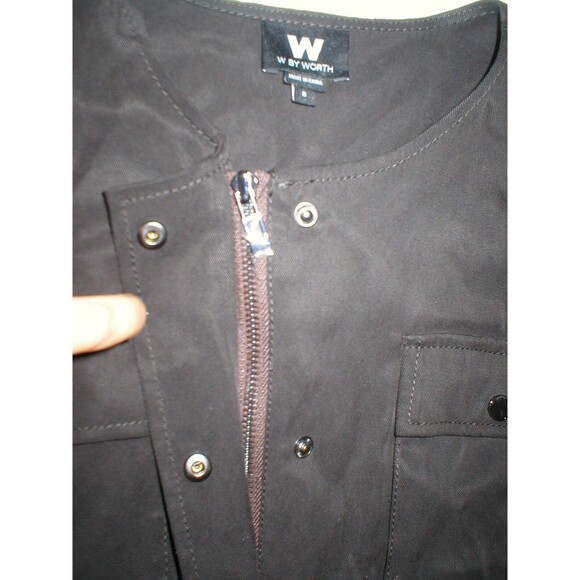 Womens 6 W Worth New York Sueded Twill Jacket NWT $298 Dark Brown Crop Cargo - Picture 3 of 6